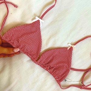 Lumia triangle, bralette top: lady bug gingham SIZE L